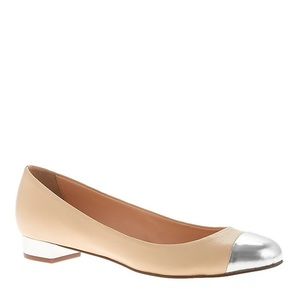 J. Crew Janey Silver Cap Toe Flats